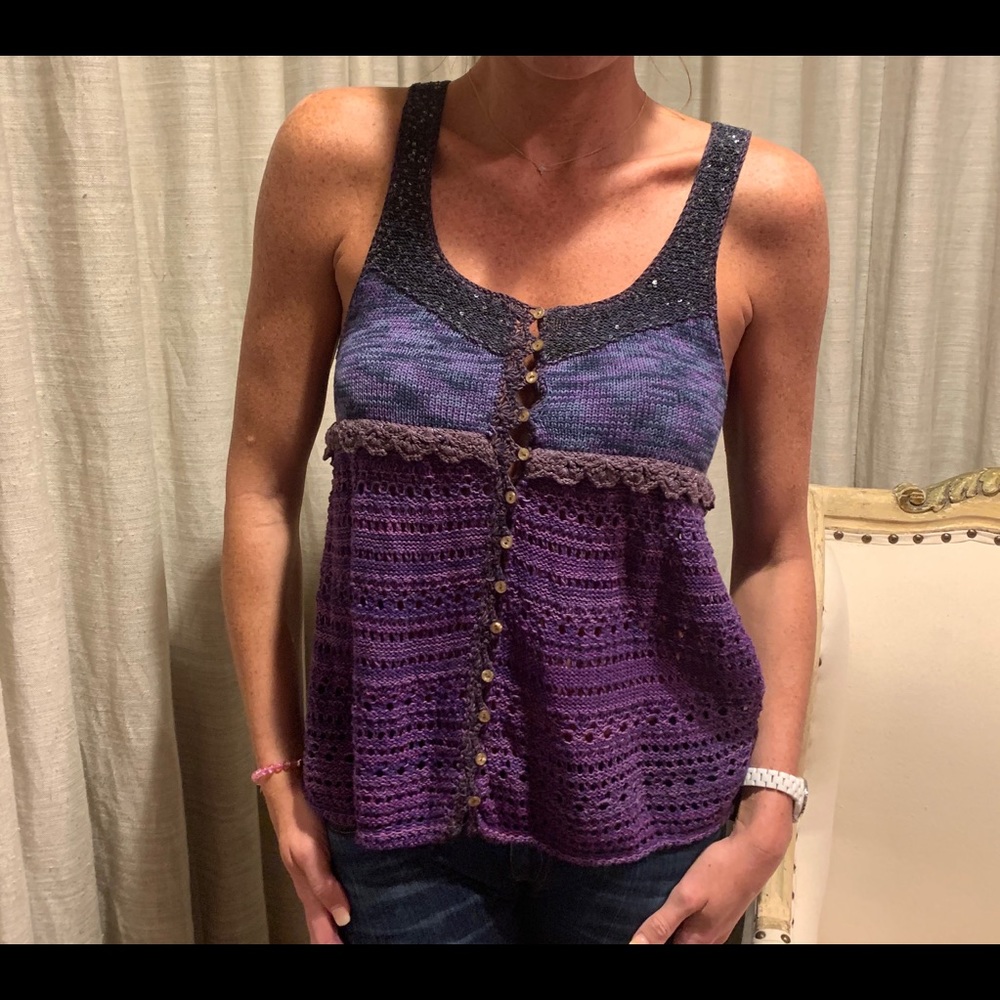 Free People purple crochet top